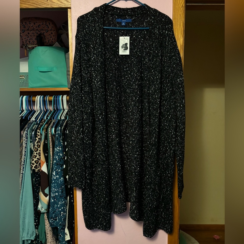 Black Long Sleeve Long Cardigan 3x BNWT